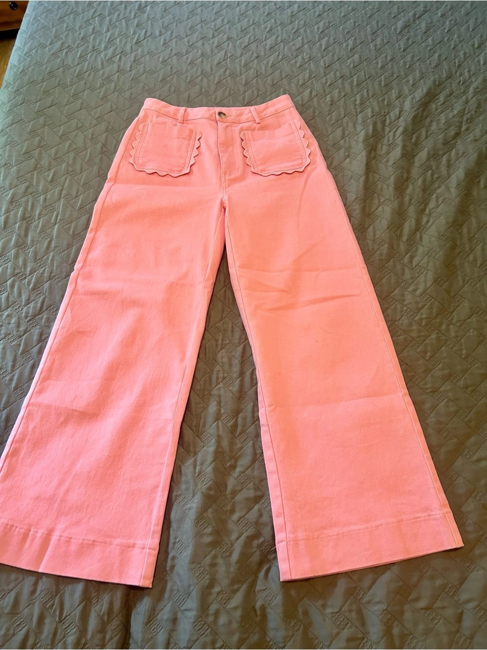 entro Pink Wide Leg Pants scalloped pockets sz small 2-4